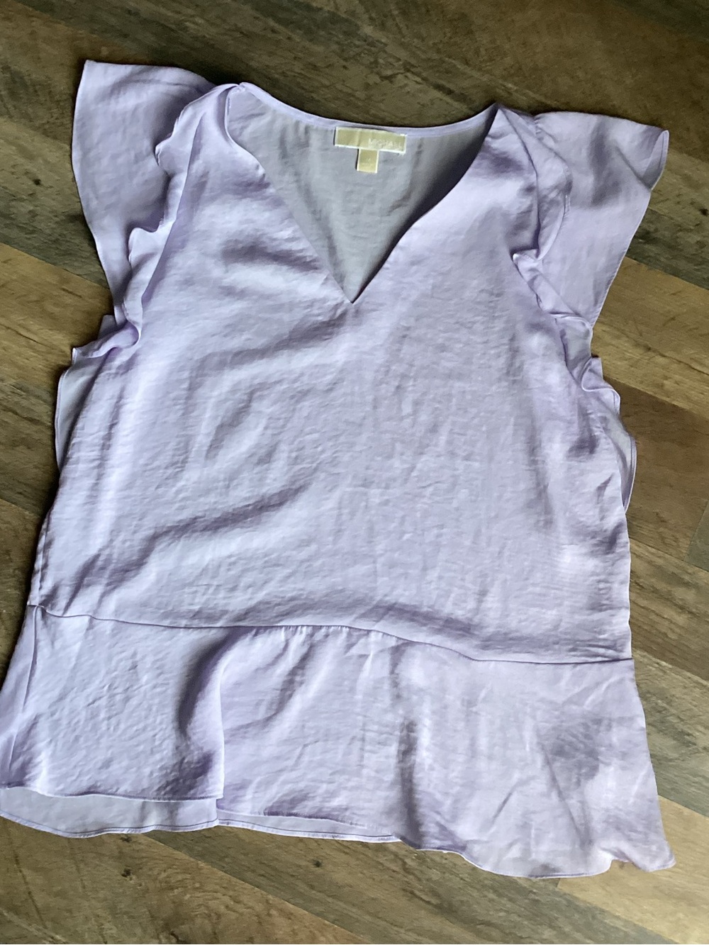 Michael Kors Lavender V-Neck Ruffle Sleeve Blouse